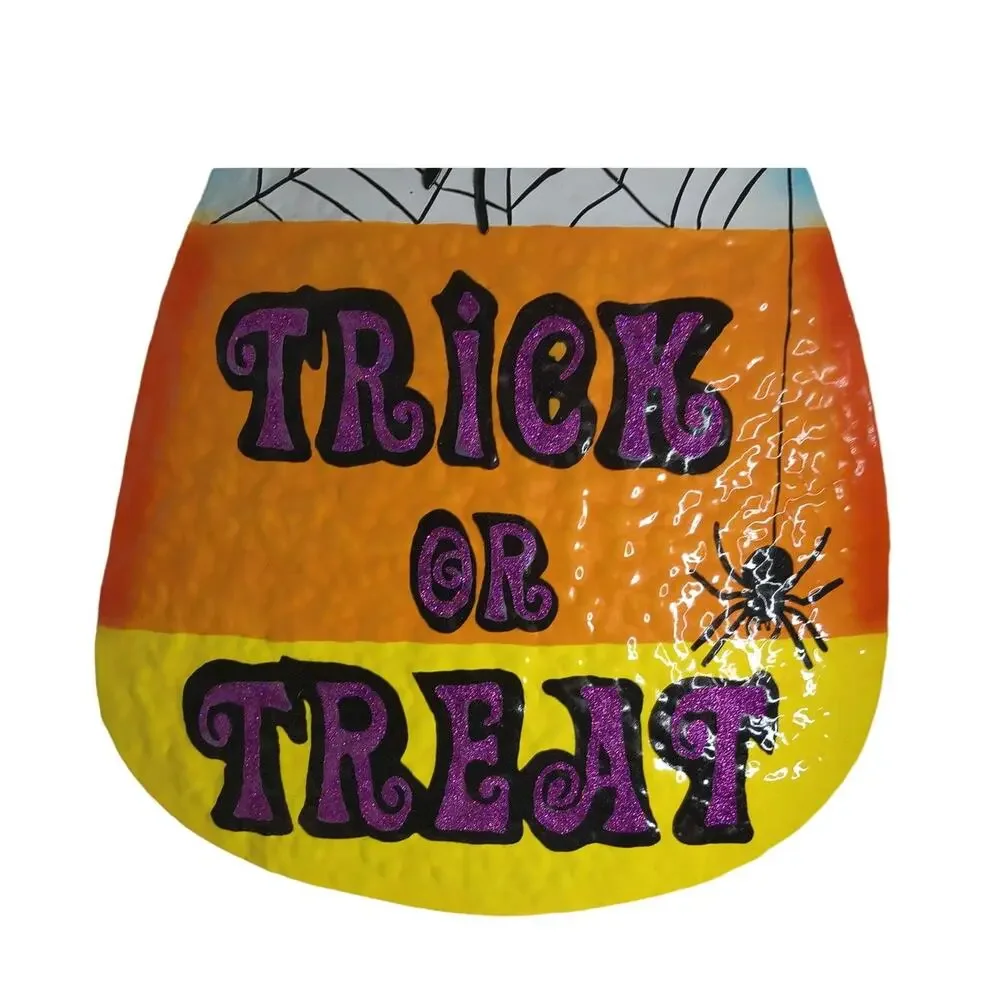 Halloween Candy Corn Trick Or Treat Metal Yard Sign New